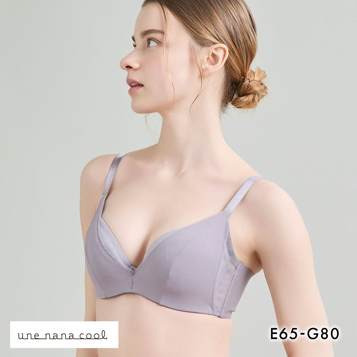 ウンナナクール une nana cool 脇スッキリ さあ、わたし シンプル 3/4カップブラジャー EFG 単品(PUG-パープルグレー-E65)