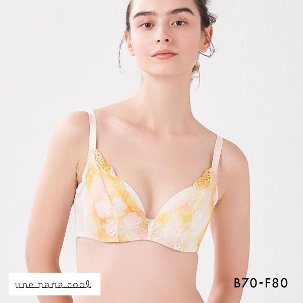 ウンナナクール une nana cool 脇高で背中スムージングブラジャー さあ、わたし レース MADE WITH LIBERTY FABRIC 3/4カップブラジャー 単品