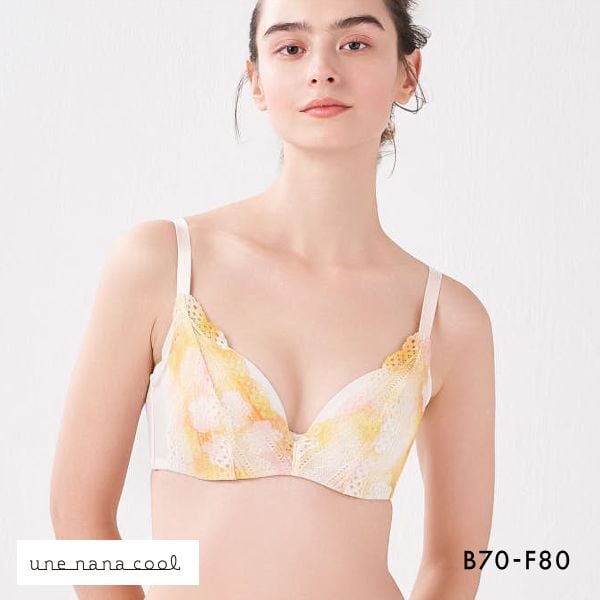 ウンナナクール une nana cool 脇高で背中スムージングブラジャー さあ、わたし レース MADE WITH LIBERTY FABRIC 3/4カップブラジャー 単品