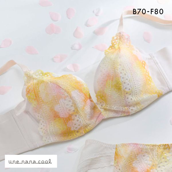 ウンナナクール une nana cool 脇高で背中スムージングブラジャー さあ、わたし レース MADE WITH LIBERTY FABRIC 3/4カップブラジャー 単品