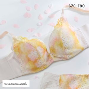 ウンナナクール une nana cool 脇高で背中スムージングブラジャー さあ、わたし レース MADE WITH LIBERTY FABRIC 3/4カップブラジャー 単品