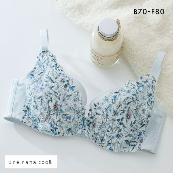 ウンナナクール une nana cool 脇高で背中スムージングブラジャー さあ、わたし レース MADE WITH LIBERTY FABRIC 3/4カップブラジャー 単品