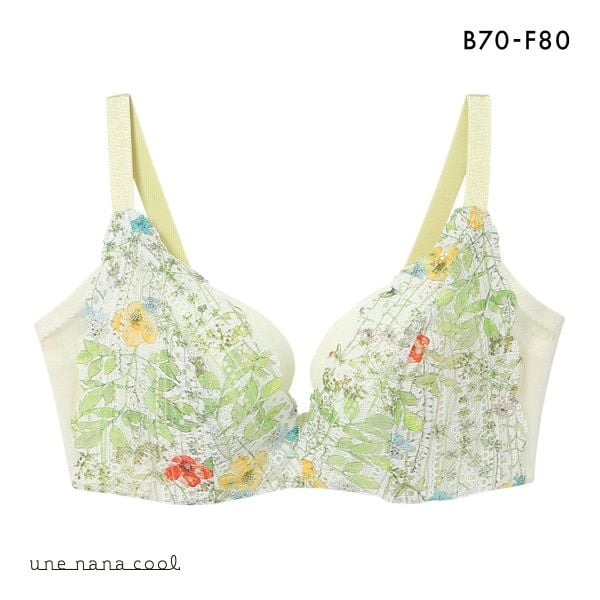 ウンナナクール une nana cool 脇高で背中スムージングブラジャー さあ、わたし レース MADE WITH LIBERTY FABRIC 3/4カップブラジャー 単品