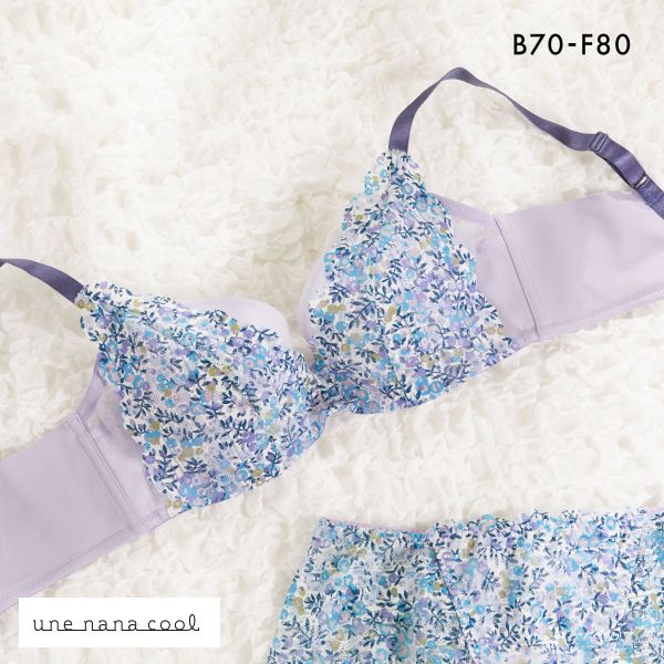 ウンナナクール une nana cool 脇高で背中スムージングブラジャー さあ、わたし レース MADE WITH LIBERTY FABRIC 3/4カップブラジャー 単品