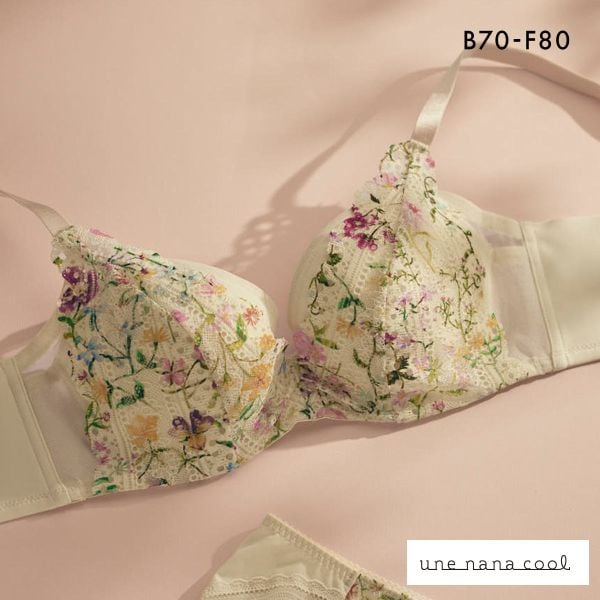 ウンナナクール 脇スッキリ さあ、わたし MADE WITH LIBERTY FABRIC レース 3/4カップブラジャー une nana cool 大きいサイズ
