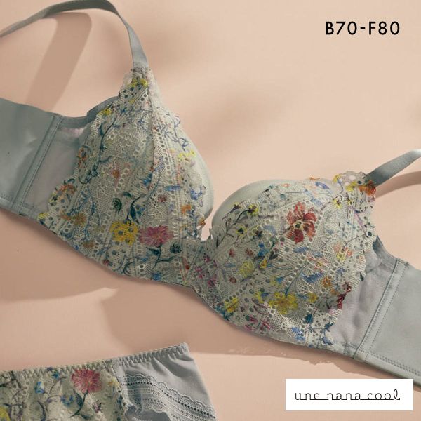 ウンナナクール 脇スッキリ さあ、わたし MADE WITH LIBERTY FABRIC レース 3/4カップブラジャー une nana cool 大きいサイズ