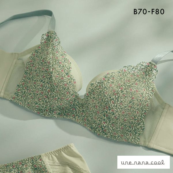 ウンナナクール 脇スッキリ さあ、わたし MADE WITH LIBERTY FABRIC レース 3/4カップブラジャー une nana cool 大きいサイズ