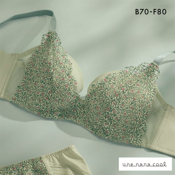 ウンナナクール 脇スッキリ さあ、わたし MADE WITH LIBERTY FABRIC レース 3/4カップブラジャー une nana cool 大きいサイズ