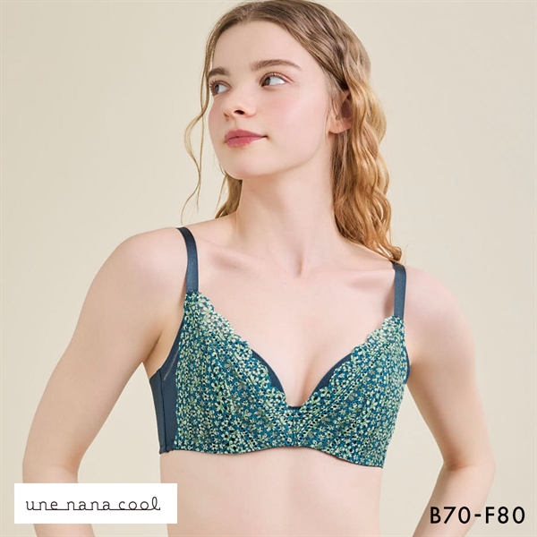 ウンナナクール 脇スッキリ さあ、わたし MADE WITH LIBERTY FABRIC レース 3/4カップブラジャー une nana cool 大きいサイズ