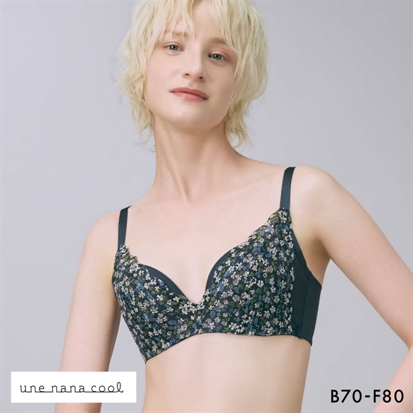 ウンナナクール 脇スッキリ さあ、わたし MADE WITH LIBERTY FABRIC レース 3/4カップブラジャー une nana cool 大きいサイズ