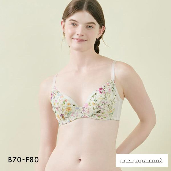 ウンナナクール 脇スッキリ さあ、わたし MADE WITH LIBERTY FABRIC レース 3/4カップブラジャー une nana cool 大きいサイズ