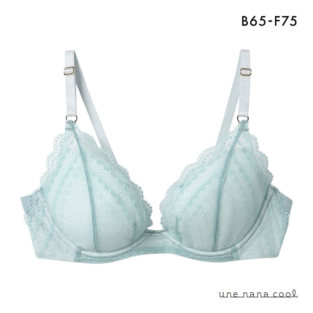 ウンナナクール ビタードットコットン 3/4カップブラジャー 綿混 前中心が痛くなりにくい 全サイズ同一価格 une nana cool(LBU-薄ブルー-B65)