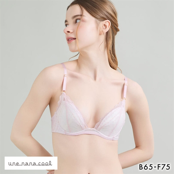 ウンナナクール ビタードットコットン 3/4カップブラジャー 綿混 前中心が痛くなりにくい 全サイズ同一価格 une nana cool