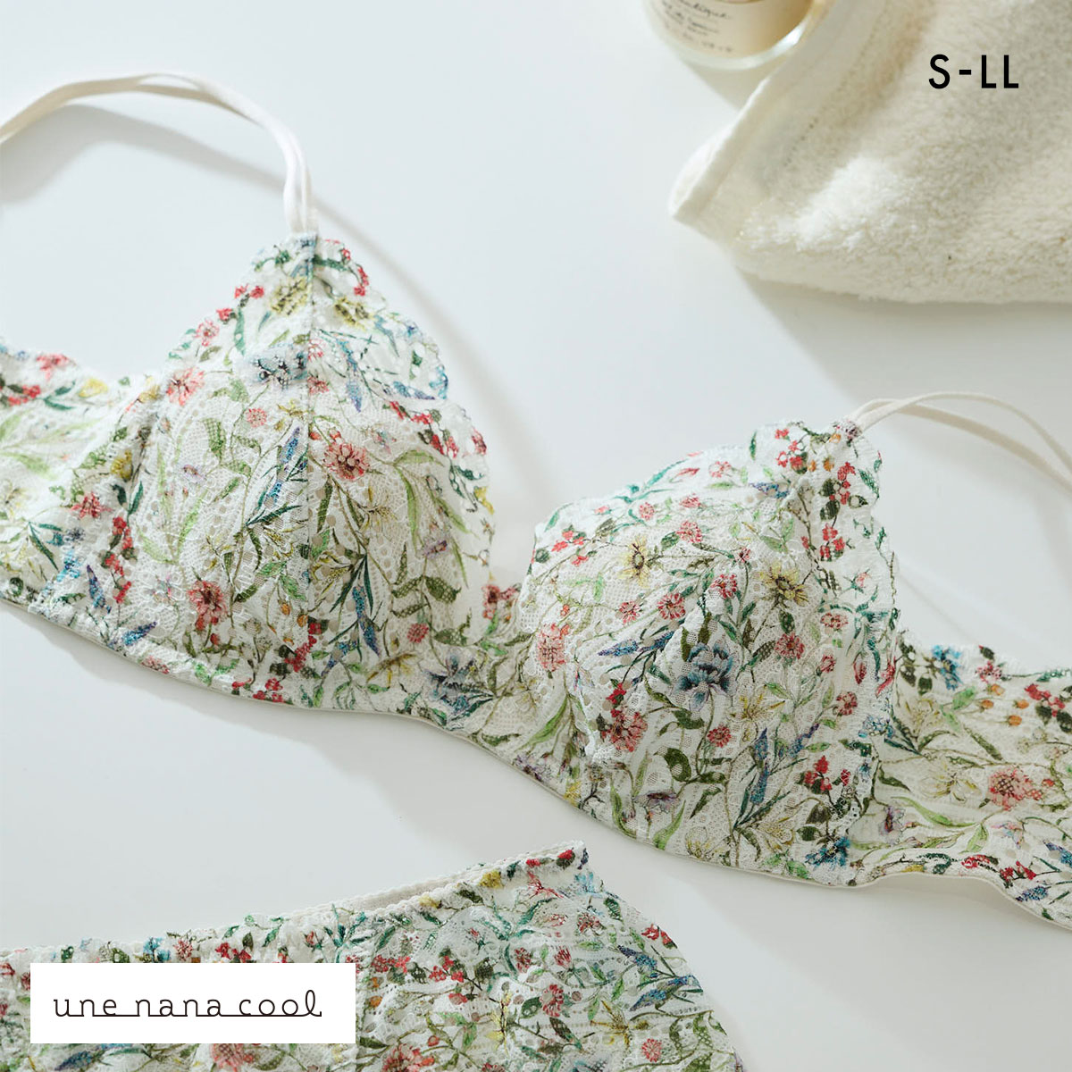ウンナナクール une nana cool 特別な日以外の364日つけたくなるブラ 364ブラ レース MADE WITH LIBERTY FABRIC ノンワイヤーブラ 単品(BE-ベージュ-S)