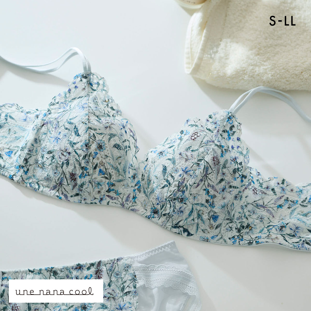 ウンナナクール une nana cool 特別な日以外の364日つけたくなるブラ 364ブラ レース MADE WITH LIBERTY FABRIC ノンワイヤーブラ 単品(LGY-薄グレー-S)