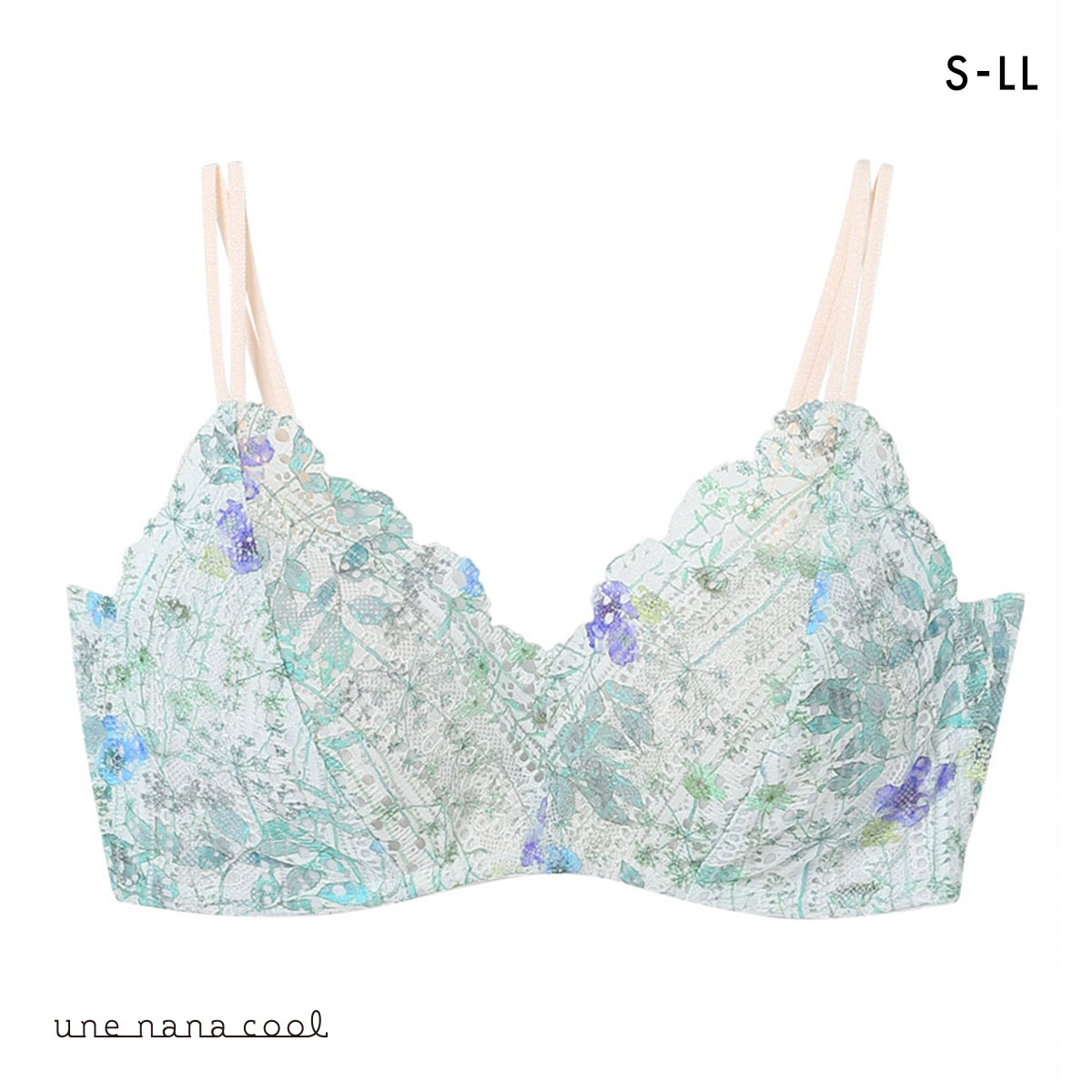 ウンナナクール une nana cool 特別な日以外の364日つけたくなるブラ 364ブラ レース MADE WITH LIBERTY FABRIC ノンワイヤーブラ 単品(SX-サックス-S)