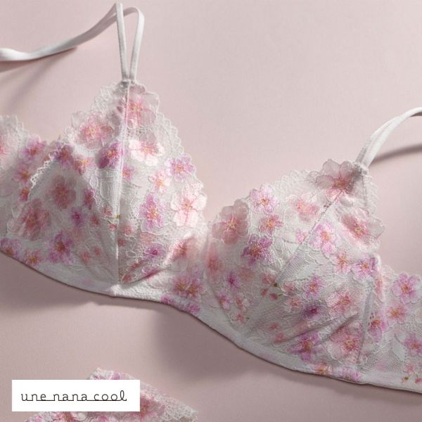 ウンナナクール une nana cool 特別な日以外の364日つけたくなるブラ 364ブラ レース 桜柄 ノンワイヤーブラ 単品