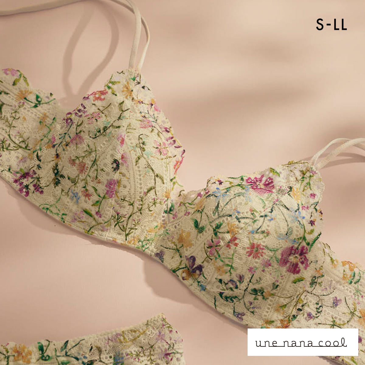 ウンナナクール 特別な日以外の364日つけたくなるブラ 364ブラ レース MADE WITH LIBERTY FABRIC ノンワイヤーブラ une nana cool 大きいサイズ(CP-シャンパン-S)