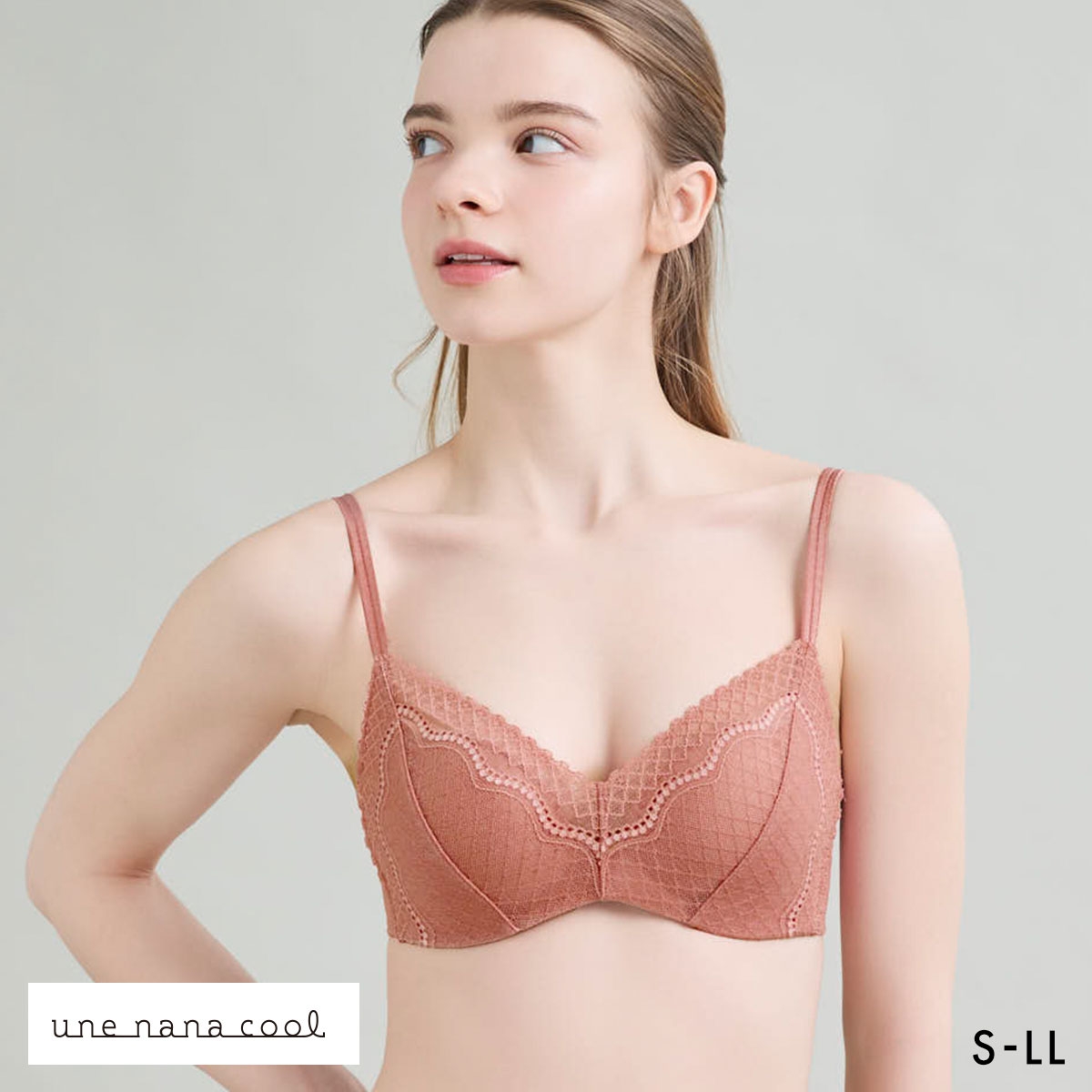 ウンナナクール リニューアル 特別な日以外の364日つけたくなるブラ 364ブラ レース ノンワイヤーブラ ブラジャー 単品 une nana cool(OP-オレンジピンク-S)