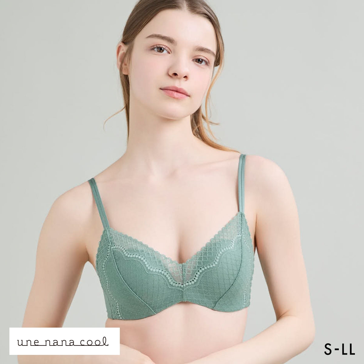 ウンナナクール リニューアル 特別な日以外の364日つけたくなるブラ 364ブラ レース ノンワイヤーブラ ブラジャー 単品 une nana cool(OV-オリーブ-S)