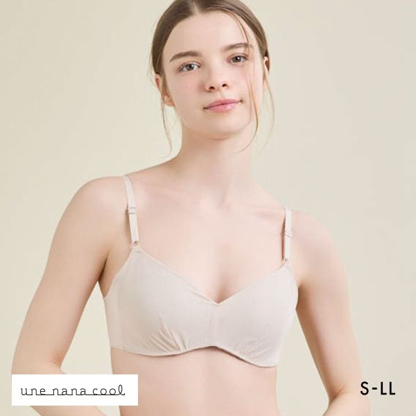ウンナナクール リニューアル 特別な日以外の364日つけたくなるブラ 364ブラ シンプル ノンワイヤーブラ ブラジャー 単品 une nana cool(BE-ベージュ-S)