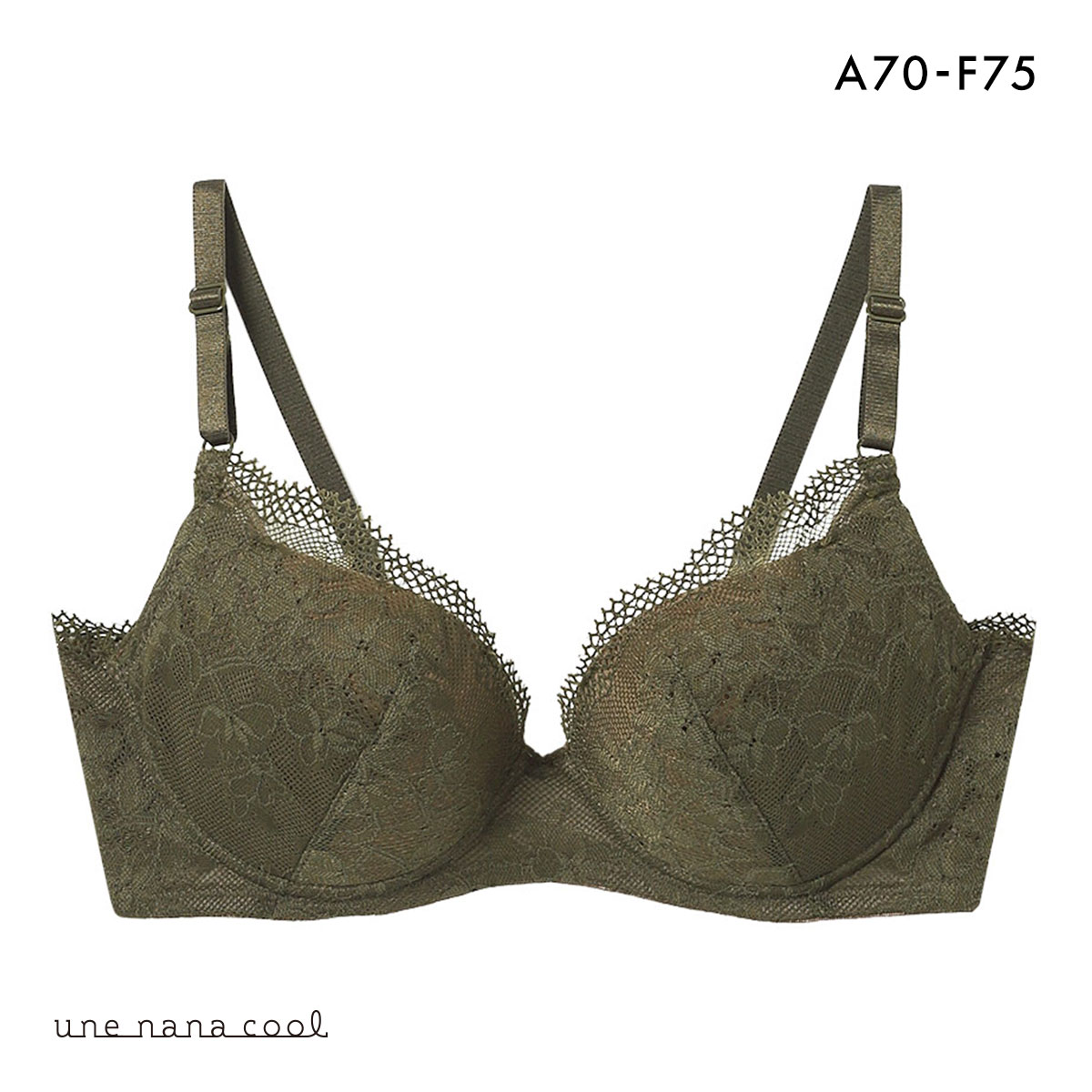 ウンナナクール une nana cool BRAGENIC ブラジェニック ノンワイヤーブラ ブラジャー 単品(OV-オリーブ-A70)