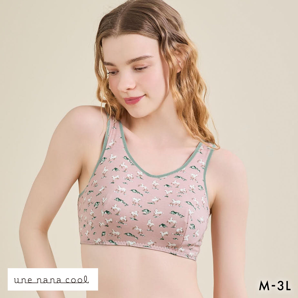 ウンナナクール une nana cool MADE WITH LIBERTY. FABRIC パッド付きナイトアップブラ ノンワイヤーブラ ナイトブラ 単品(PGY-ピンクグレー-M)