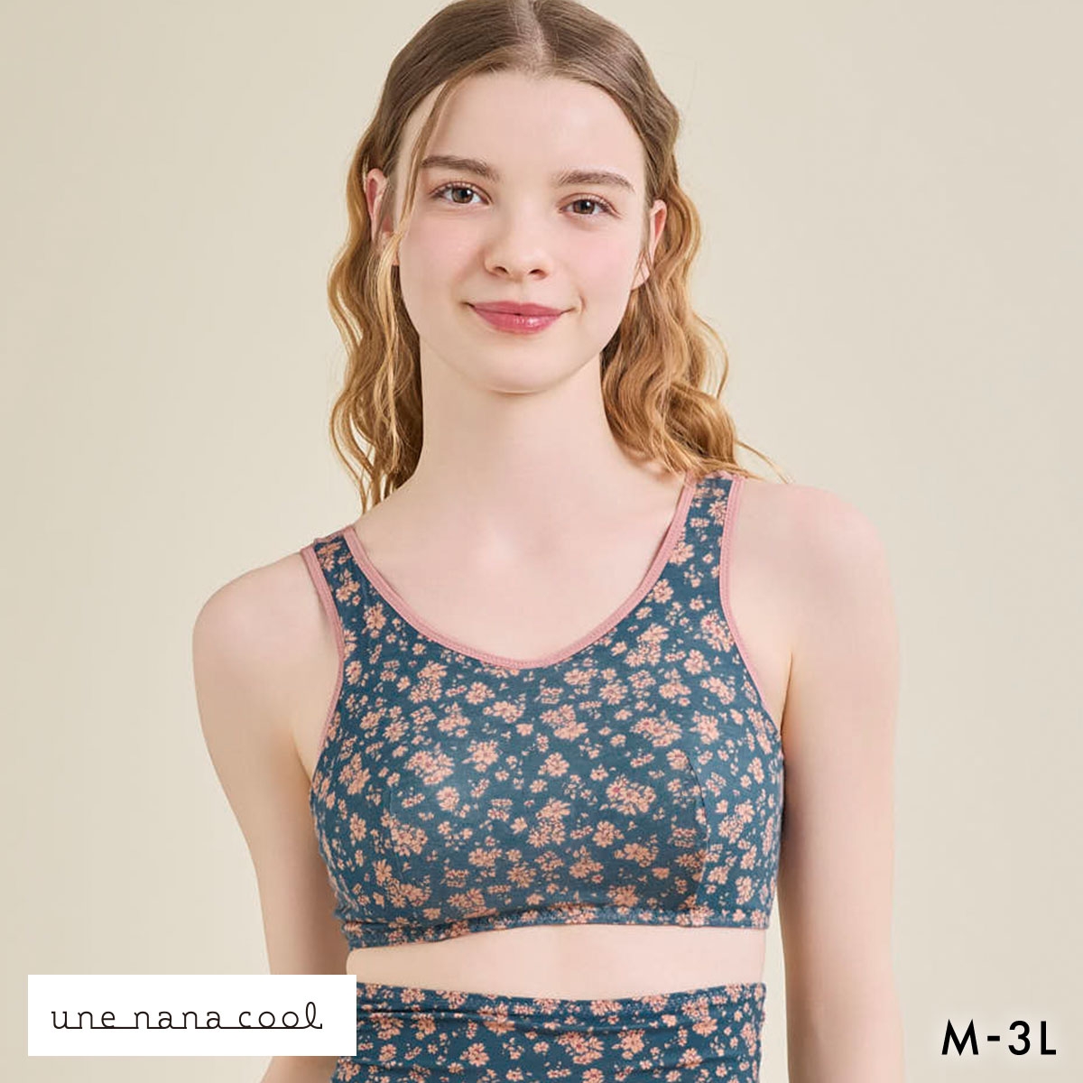 ウンナナクール une nana cool MADE WITH LIBERTY. FABRIC パッド付きナイトアップブラ ノンワイヤーブラ ナイトブラ 単品(BG-ブルーグリーン-M)