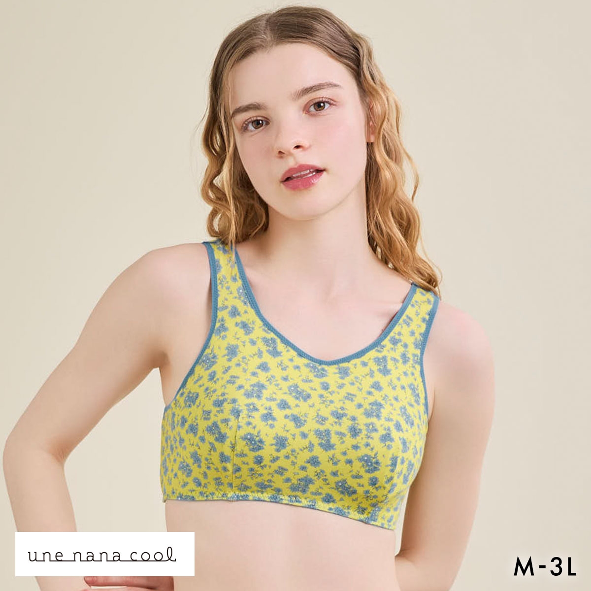 ウンナナクール une nana cool MADE WITH LIBERTY. FABRIC パッド付きナイトアップブラ ノンワイヤーブラ ナイトブラ 単品(LE-レモン-M)