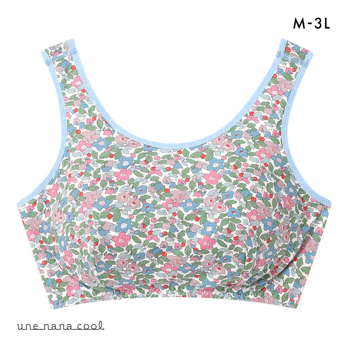 ウンナナクール une nana cool MADE WITH LIBERTY. FABRIC パッド付きナイトアップブラ ノンワイヤーブラ ナイトブラ 単品(DBU-濃ブルー-M)