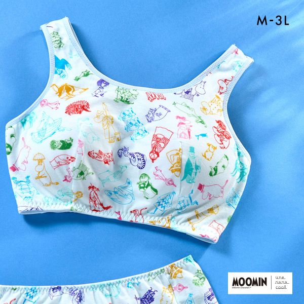 ウンナナクール MOOMIN × une nana cool ナイトアップブラ パッド付きナイトアップブラ ムーミン ノンワイヤーブラ ナイトブラ 大きいサイズ