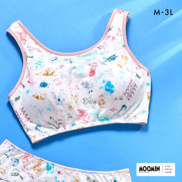 ウンナナクール MOOMIN × une nana cool ナイトアップブラ パッド付きナイトアップブラ ムーミン ノンワイヤーブラ ナイトブラ 大きいサイズ