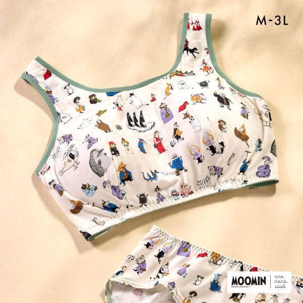 ウンナナクール MOOMIN × une nana cool ナイトアップブラ パッド付きナイトアップブラ ムーミン ノンワイヤーブラ ナイトブラ 大きいサイズ