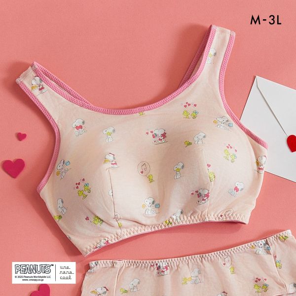 ウンナナクール PEANUTS × une nana cool ナイトアップブラ パッド付きナイトアップブラ スヌーピー ノンワイヤーブラ ナイトブラ