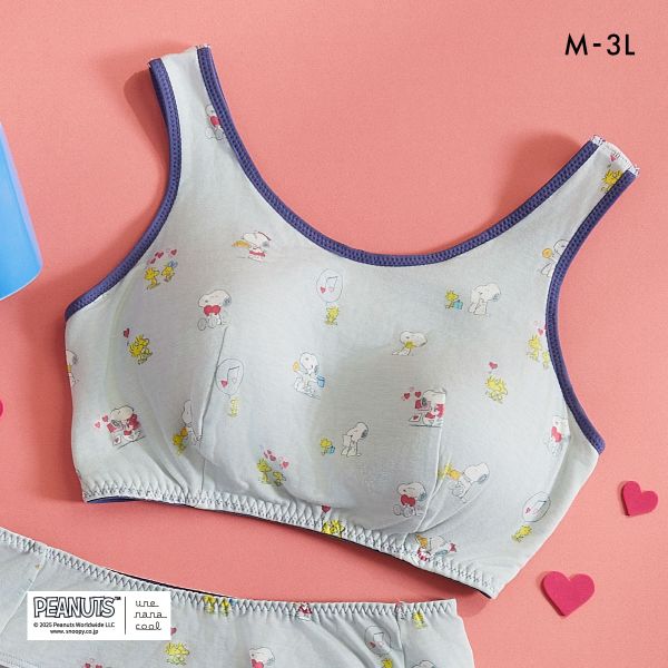 ウンナナクール PEANUTS × une nana cool ナイトアップブラ パッド付きナイトアップブラ スヌーピー ノンワイヤーブラ ナイトブラ
