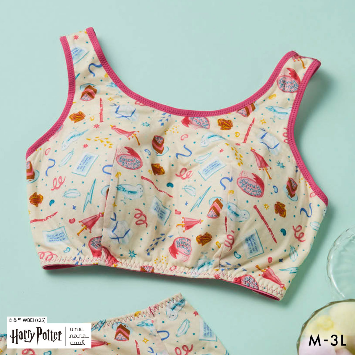 ハリー・ポッター × ウンナナクール Harry Potter ナイトアップブラ パッド付きナイトアップブラ ノンワイヤーブラ ナイトブラ une nana cool(CR-クリーム-M)