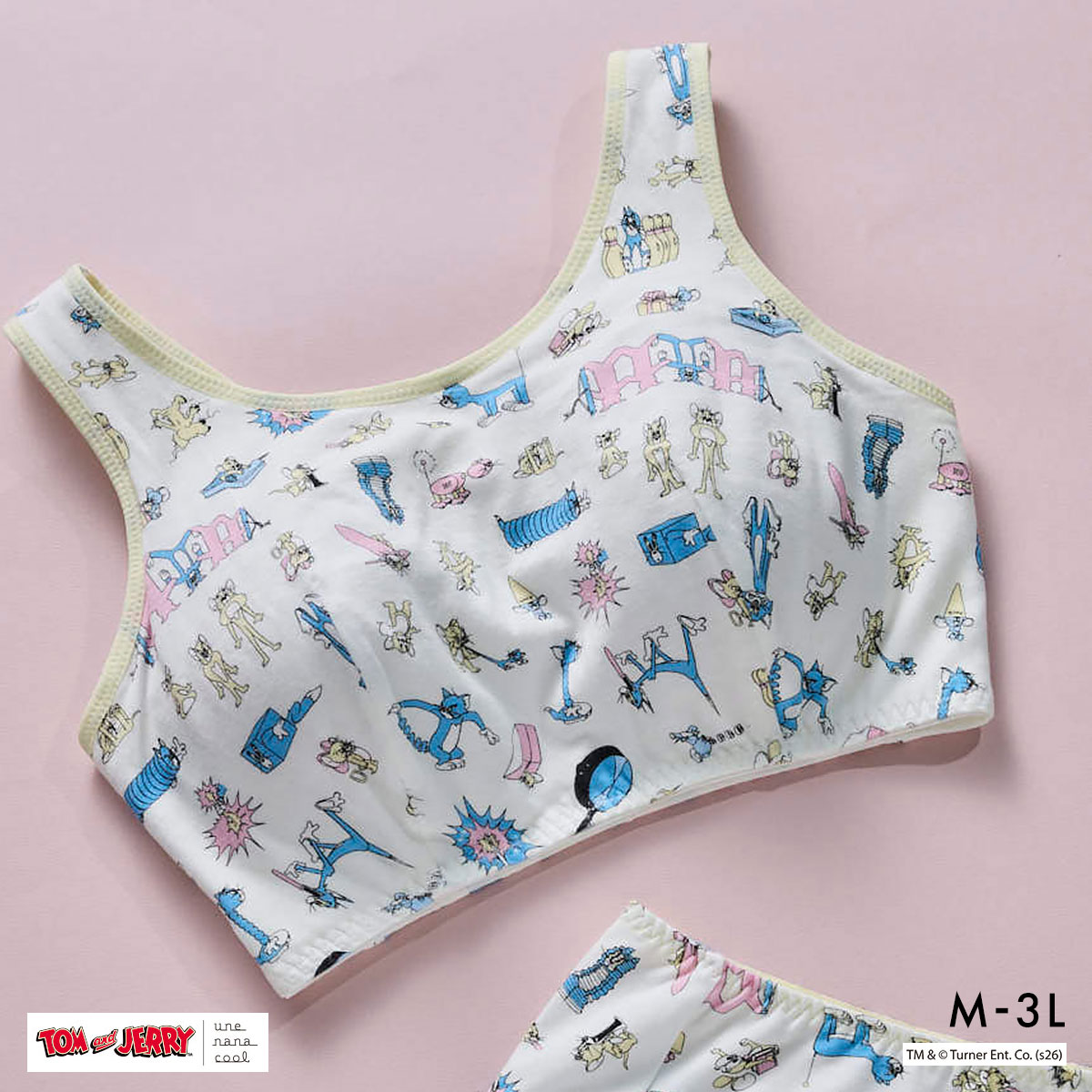 ウンナナクール トムとジェリー × une nana cool ナイトアップブラ パッド付き ノンワイヤーブラ ナイトブラ(IV-アイボリー-M)