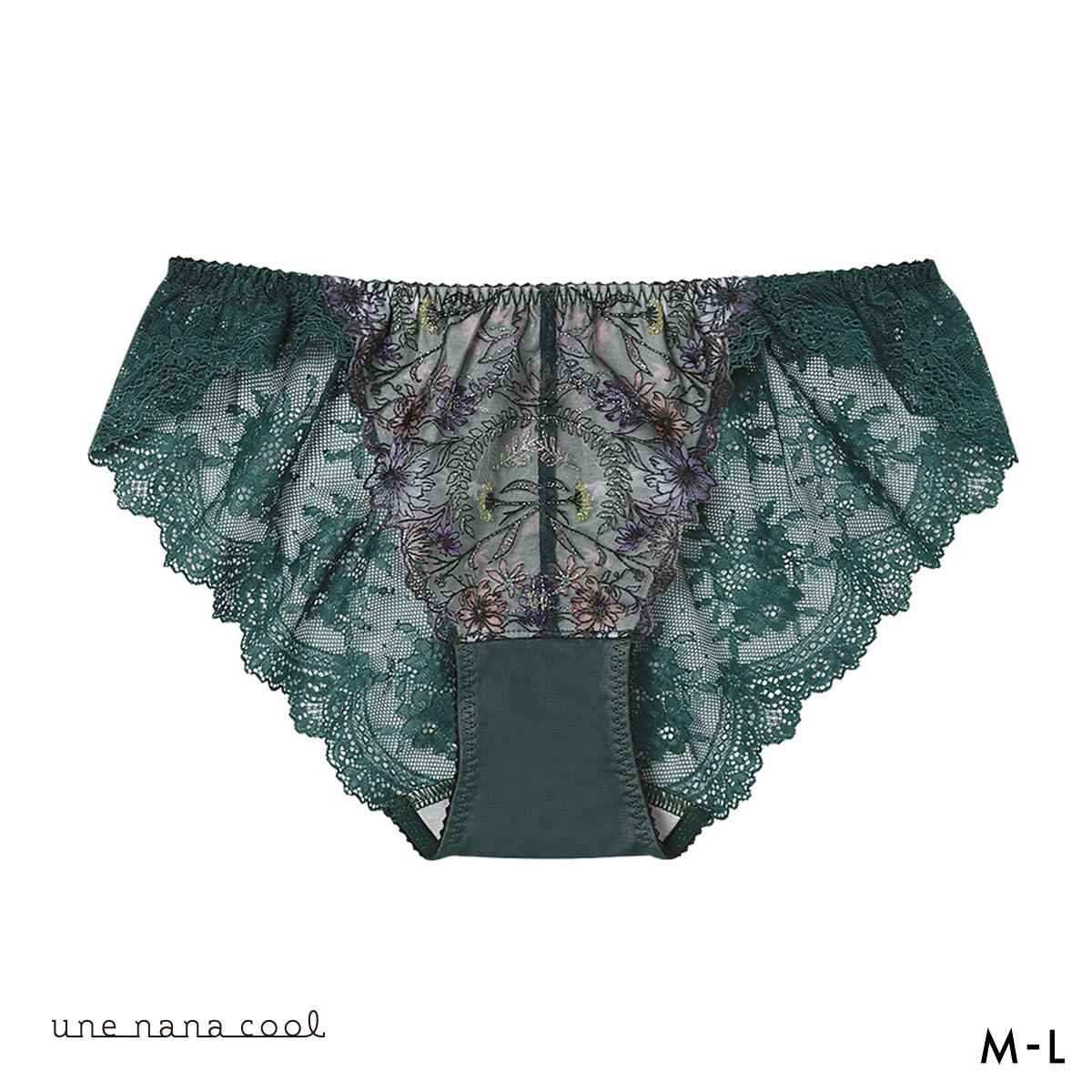 ウンナナクール Steppe Flower ショーツ une nana cool バックレース(GR-グリーン-M)