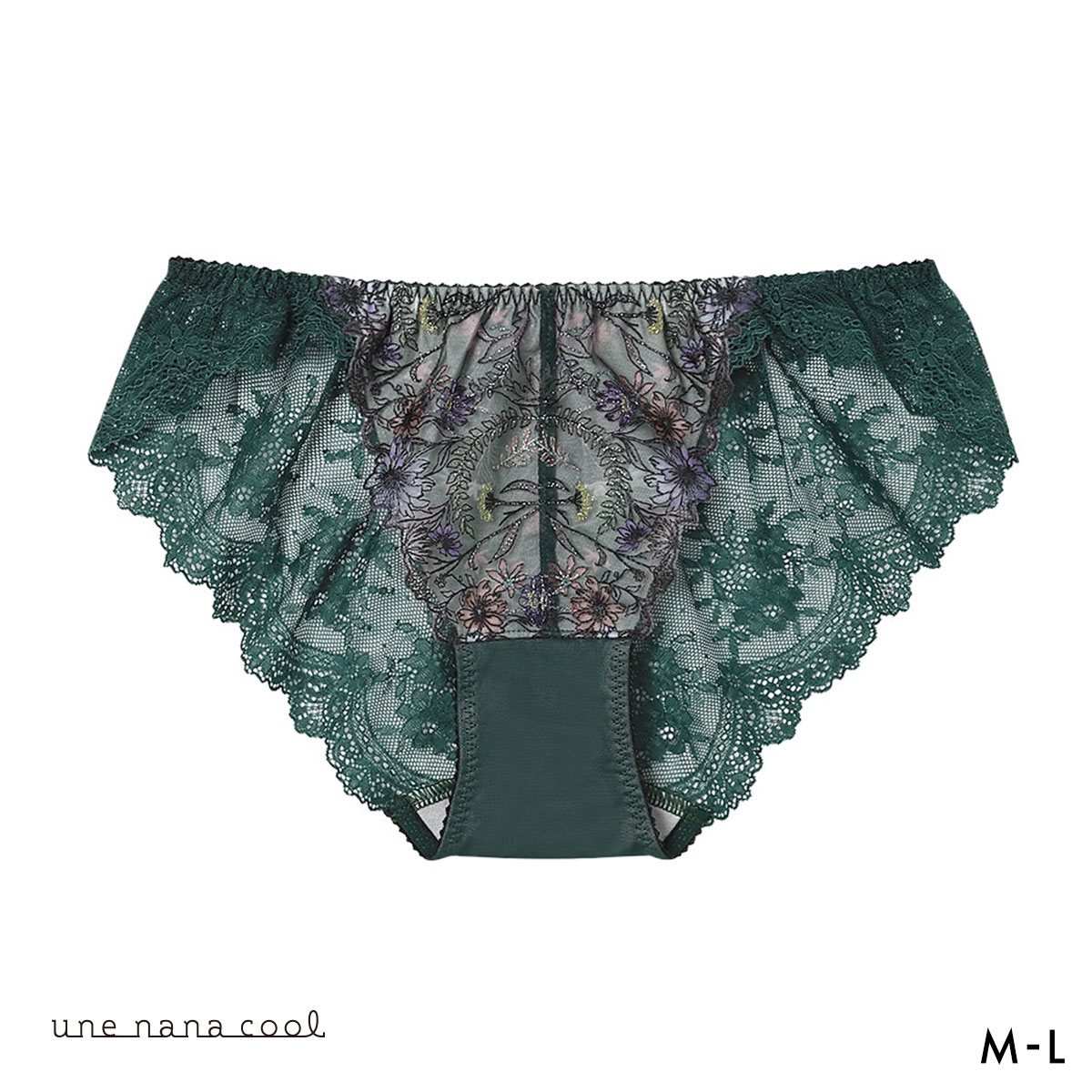 ウンナナクール Steppe Flower ショーツ une nana cool バックレース(GR-グリーン-M)