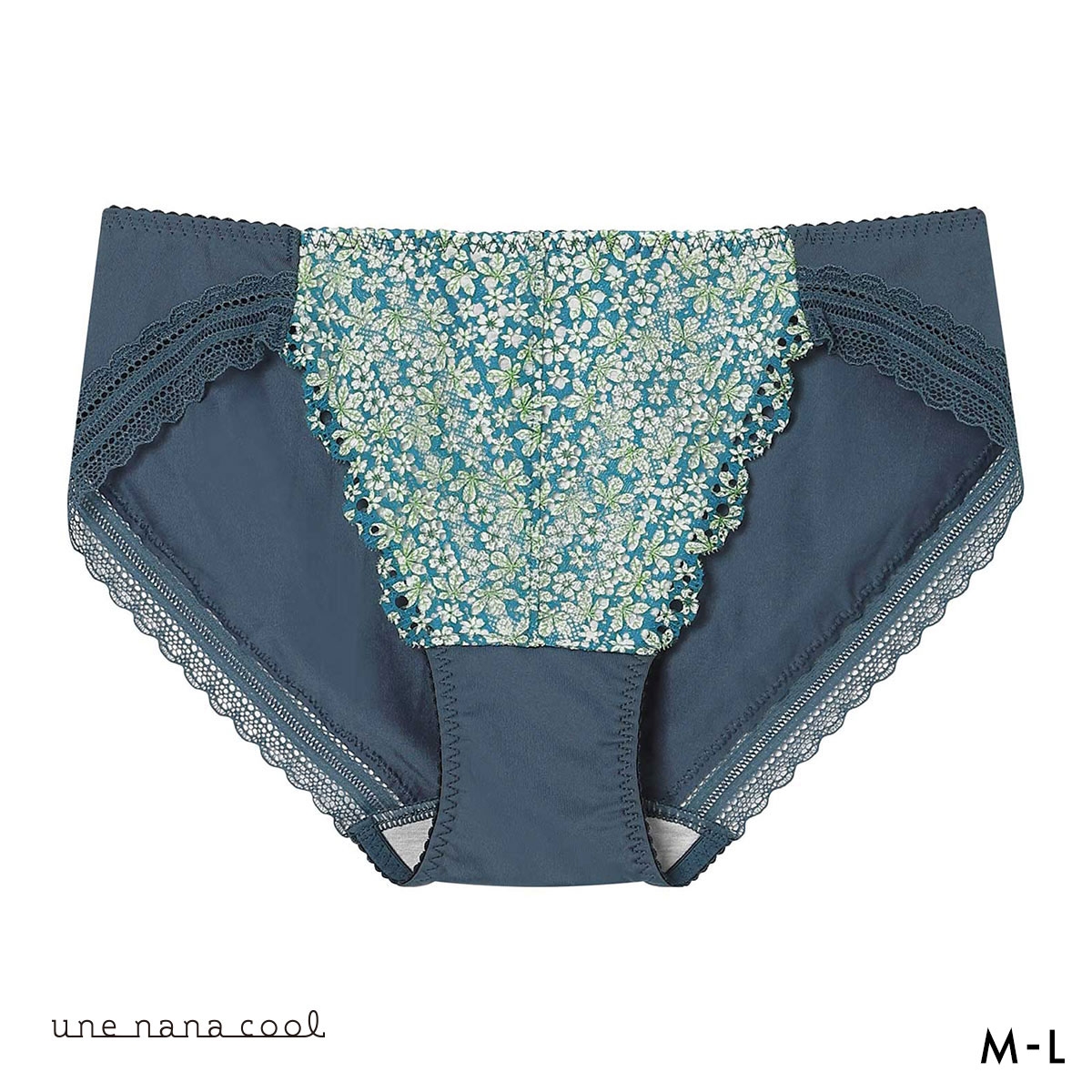 ウンナナクール リニューアル 特別な日以外の364日つけたくなるブラ 364ブラ レース MADE WITH LIBERTY FABRIC ショーツ 単品 une nana cool(BG-ブルーグリーン-M)