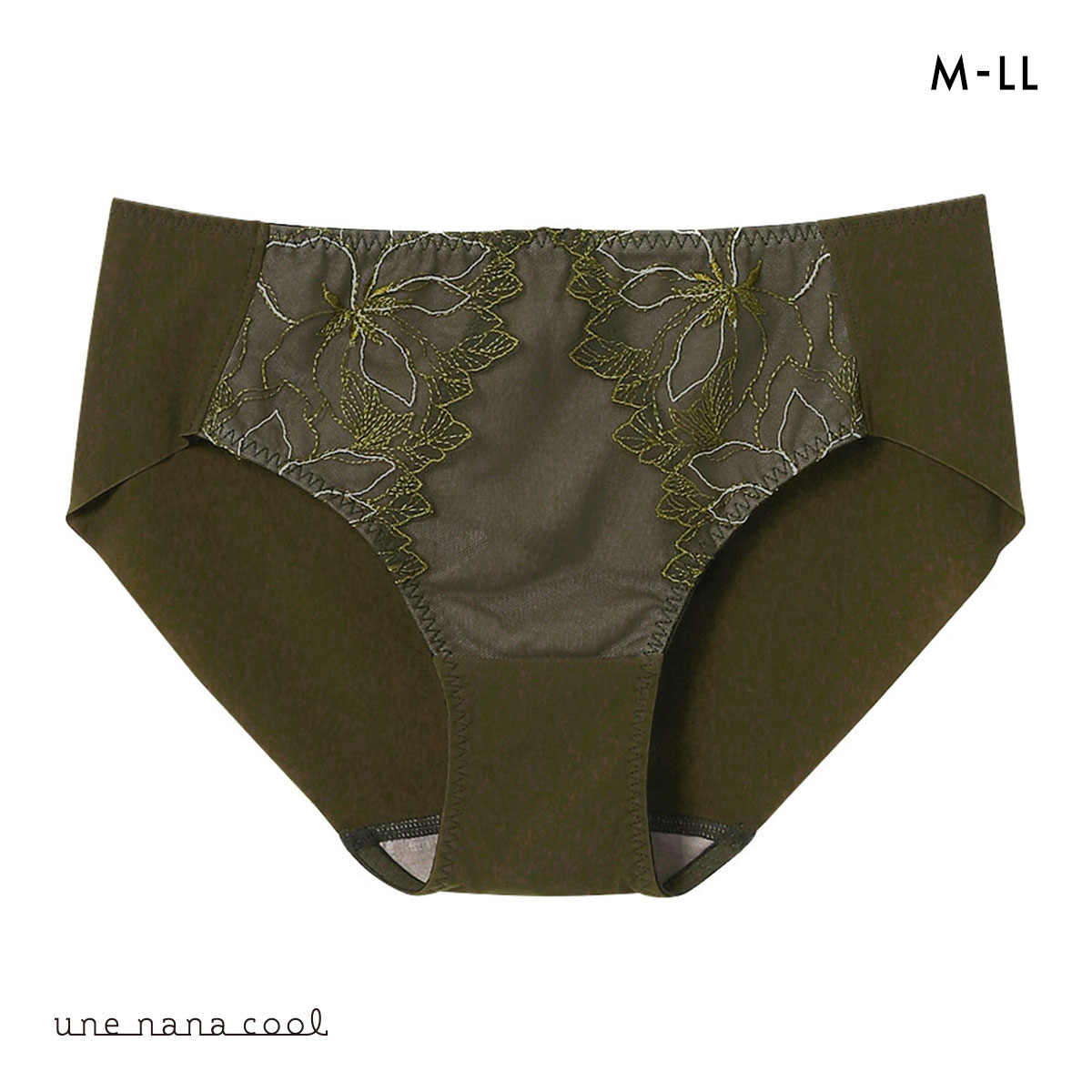 ウンナナクール 小さく見せるブラ ミニマイザーブラ レース ショーツ une nana cool 単品(OV-オリーブ-M)