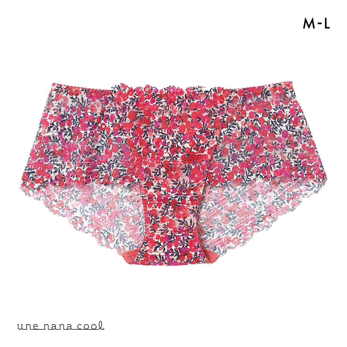ウンナナクール une nana cool 特別な日以外の364日つけたくなるブラ 364ブラ 総レース MADE WITH LIBERTY FABRIC ショーツ 単品(RE-レッド-M)