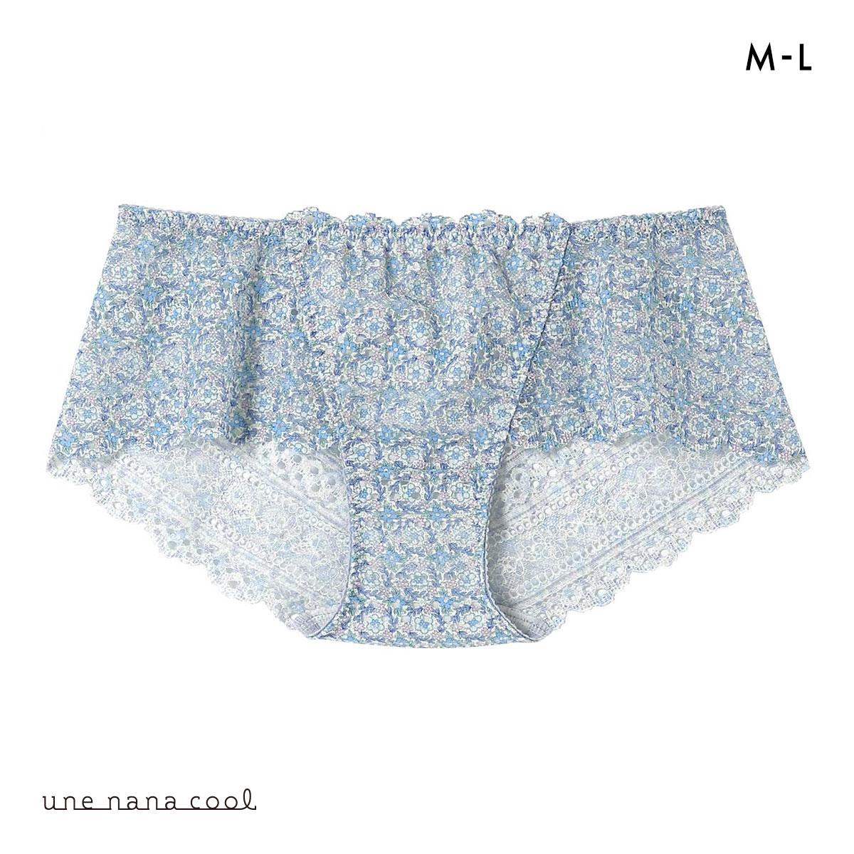 ウンナナクール une nana cool 特別な日以外の364日つけたくなるブラ 364ブラ 総レース MADE WITH LIBERTY FABRIC ショーツ 単品(BU-ブルー-M)