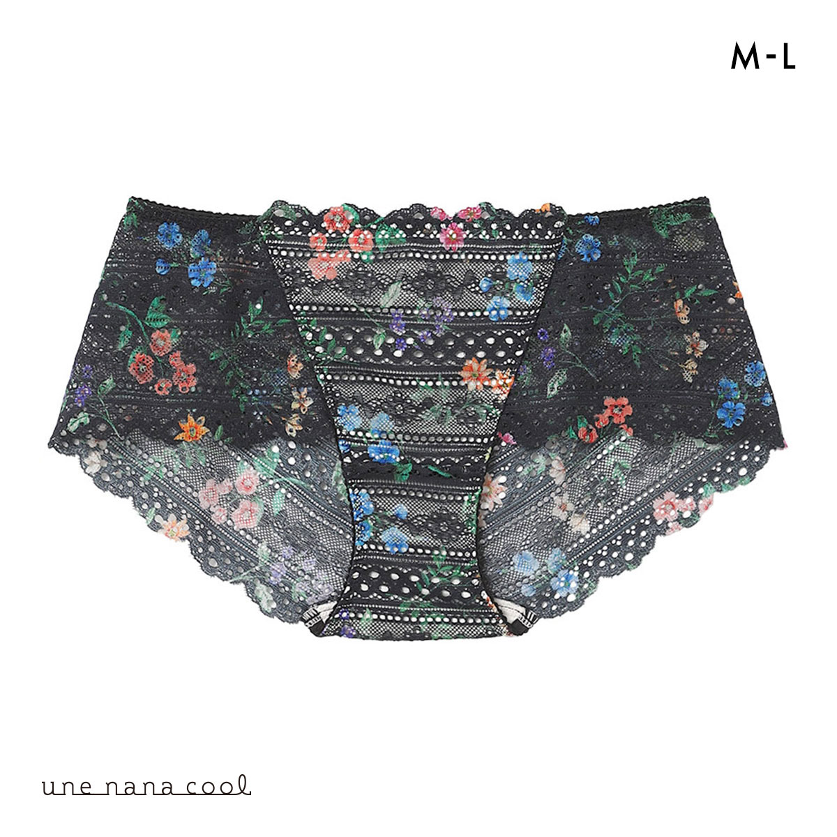 ウンナナクール une nana cool 特別な日以外の364日つけたくなるブラ 364ブラ 総レース MADE WITH LIBERTY FABRIC ショーツ 単品(BK-ブラック-M)