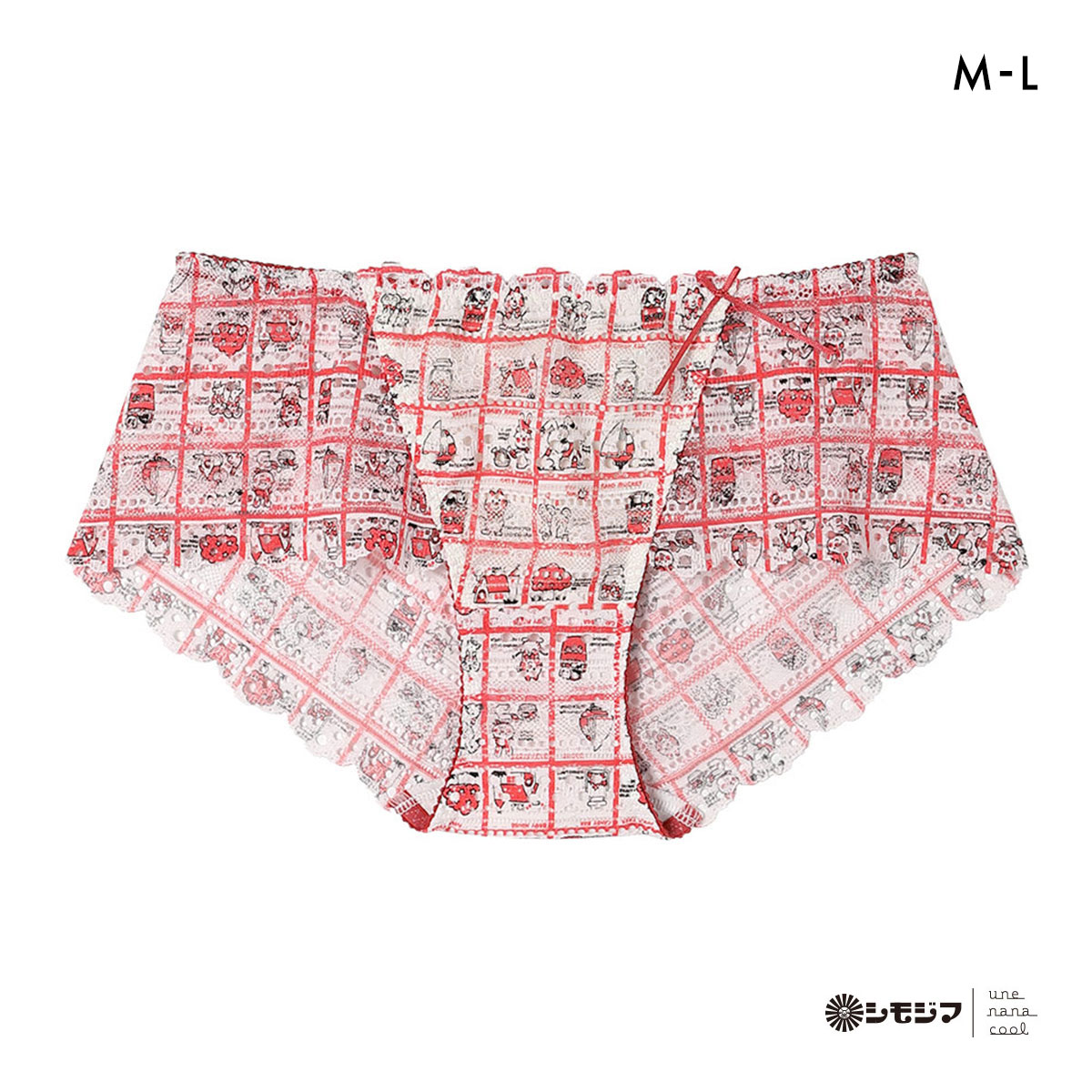 ウンナナクール une nana cool 特別な日以外の364日つけたくなるブラ 364ブラ 総レース MADE WITH シモジマ ショーツ(RE-レッド-M)