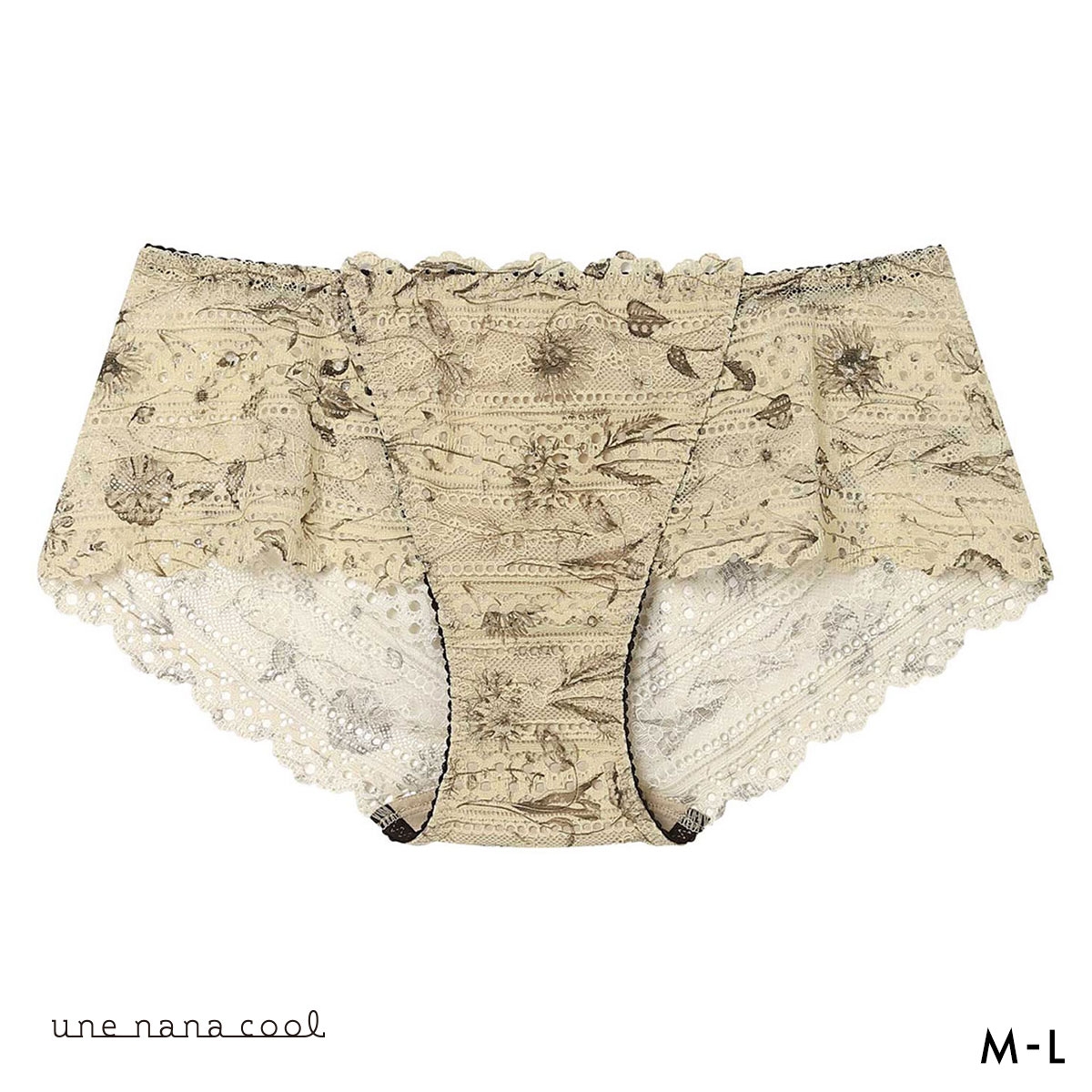 ウンナナクール リニューアル 特別な日以外の364日つけたくなるブラ 364ブラ 総レース MADE WITH LIBERTY FABRIC ショーツ 単品 une nana cool(BE-ベージュ-M)