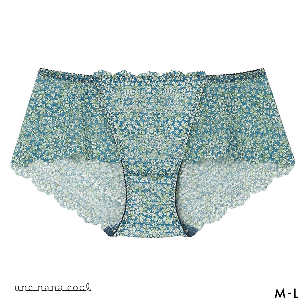 ウンナナクール リニューアル 特別な日以外の364日つけたくなるブラ 364ブラ 総レース MADE WITH LIBERTY FABRIC ショーツ 単品 une nana cool(BG-ブルーグリーン-M)
