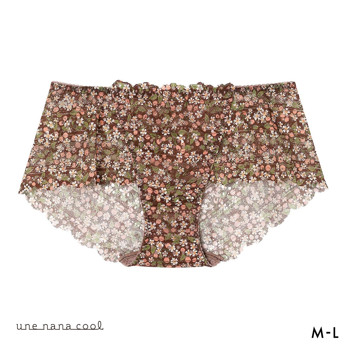 ウンナナクール リニューアル 特別な日以外の364日つけたくなるブラ 364ブラ 総レース MADE WITH LIBERTY FABRIC ショーツ 単品 une nana cool(BR-ブラウン-M)