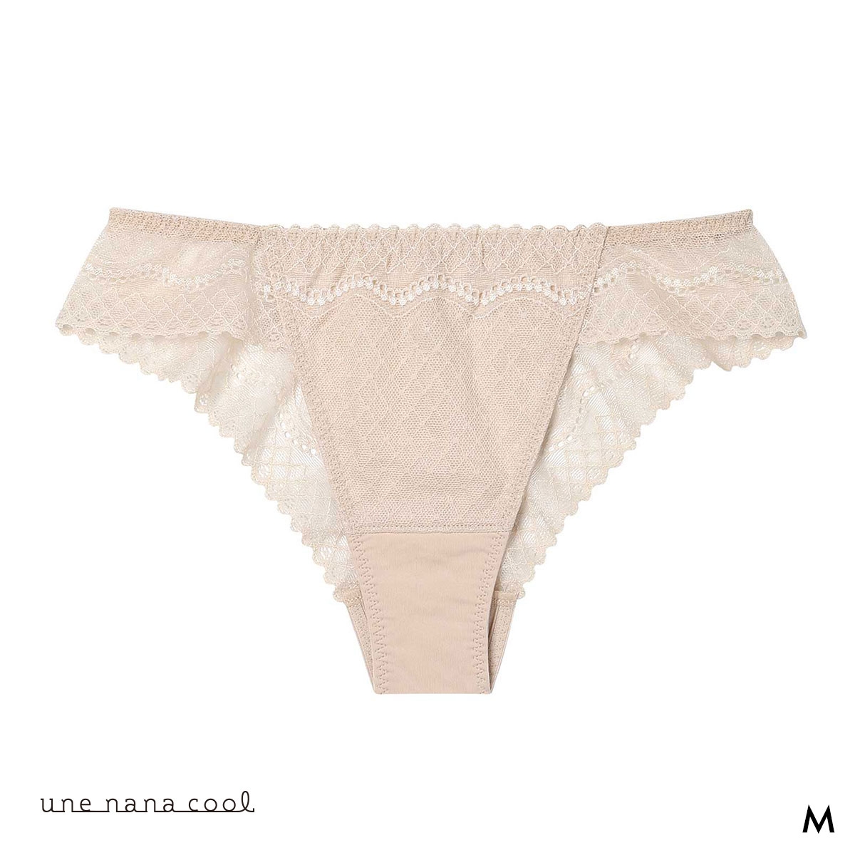 ウンナナクール リニューアル 特別な日以外の364日つけたくなるブラ 364ブラ レース Tバックショーツ ソング 単品 une nana cool(BE-ベージュ-M)