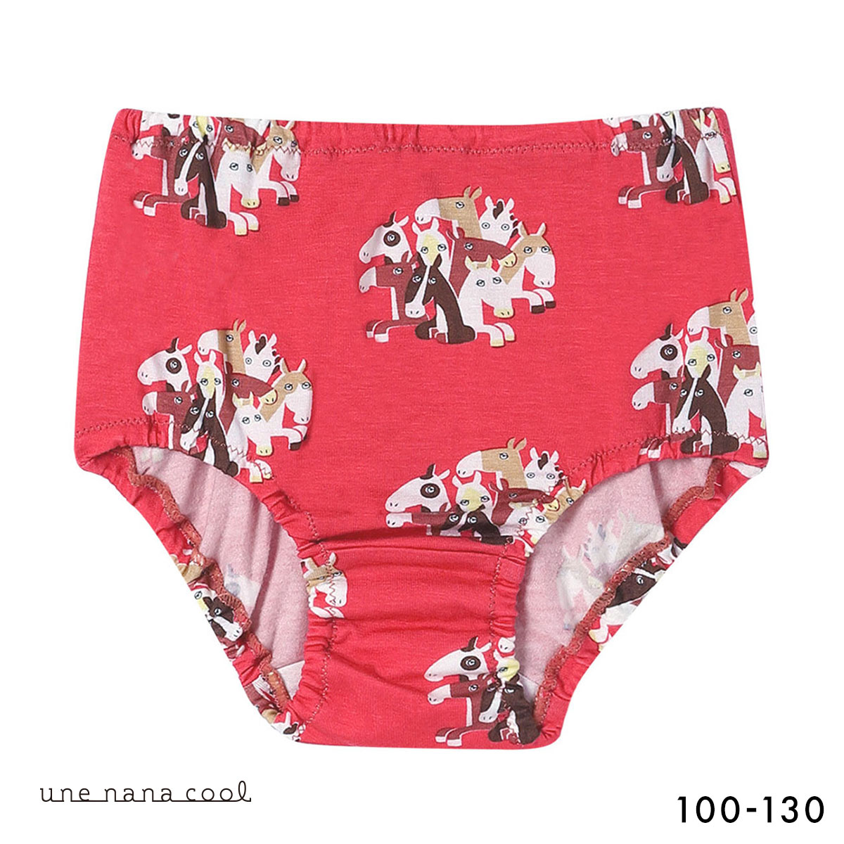 ウンナナクール 2026年お年賀「まるっとうまくいく」 キッズ ショーツ 女児ショーツ une nana cool(RE-レッド-100)